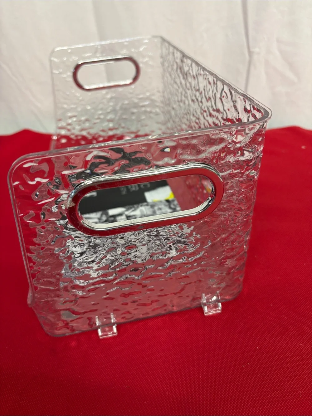 ELLE Clear Textured Glacial Cosmetic Organizer with Side Handles